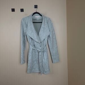 Solitaire Gray Marble Light Weight Long Length Trench with Belt Size L
